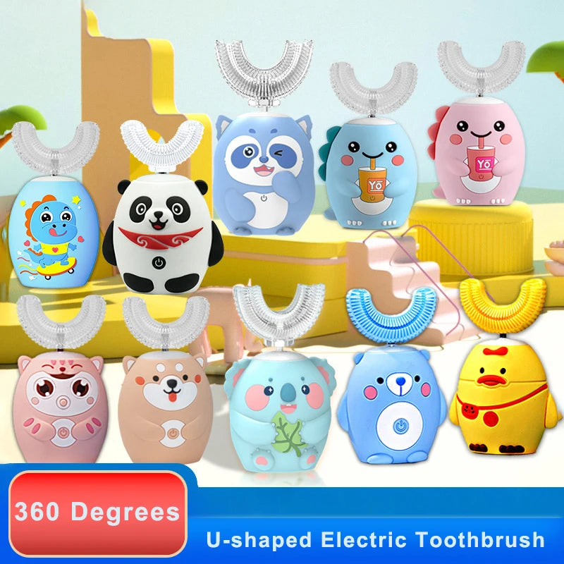 Rechargeable 360° Sonic Electric Kids' U-Shaped Silicone Toothbrush