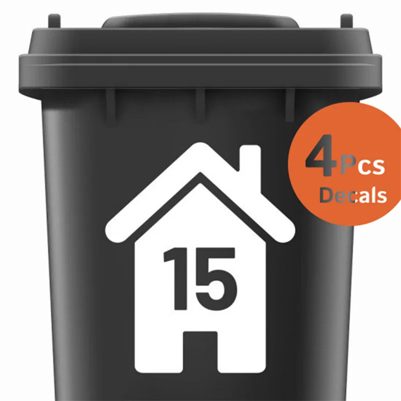 Wheelie Bin House Number Vinyl Decal Stickers